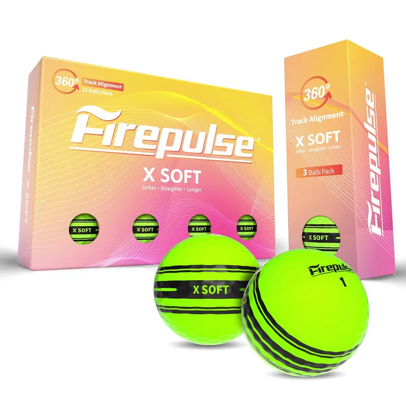 Firepulse X SOFT Golf Ball | 2-piece Construction | Fluorescent Matte Golf Balls | Translucent Green | Soft Golf Balls | 360 Track Alignment | 12count(1dozen)