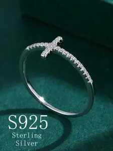 925 Sterling Silver Fashionable Cross Design Ring, 2024 New Style Elegant Faith Ring, High Quality Engagement Ring for Men and Women Dainty Gift for Your Love, Elegant Casual Ring, Elegant Rings, Twilight Ring, Promise Ring, Statement Rings