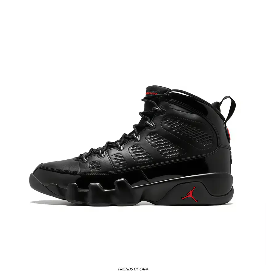 Men High‑Top Performance Basketball Sneakers Full Black Upper Red Accent Non‑Slip Shock‑Absorbing Athletic Footwear for Sports Daily Wear