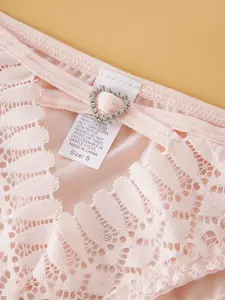 5 Pcs JOINBUY Lace Panties Soft Breathable High-Stretch Fabric with Heart Detail & Lace Trim -Rise Comfort Fit Seamless Lightweight Undergarments for Fashionconscious Women Womenswear Bridal Elegant Style Ice Silk Waist Underwear tydal  wear womens  zip