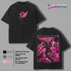 Fulgrim Warhammer 40K Vintage Washed Tee Retro Oversized T-Shirts Inspired by Iconic Factions and Heroes, Premium Heavy Cotton, Perfect for Wargame Fans, Sci-Fi Lovers, Gift for boyfriends