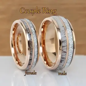 Luxury Design Stainless Steel Couple Rings Simple Engagement Wedding Rings Exquisite Promise Ring Romantic Valentine's Day Gifts