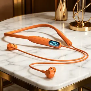 Bluetooth Neckband Earbuds - All-Metal Diaphragm Audio Headphones with 12H Battery Life, Silicone Build, MP3 Card Support, Smart Button Controls for Sports & Leisure