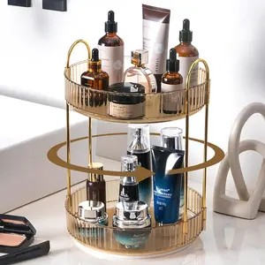 Rotating Makeup Organizer for Vanity 3 Tier, High-Capacity Skincare Clear Make Up Storage Perfume Organizers Cosmetic Dresser Organizer Countertop 360 Spinning