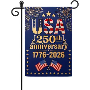 250 Anniversary USA Garden Flag 12x18 Double Sided, 1776-2026 American 250th Anniversary Decorations, Heavy Duty Burlap 250 Year of Freedom Banner for Outside Yard Porch Mailbox Decor