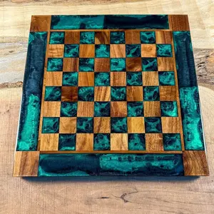 Emerald Black Onyx Walnut Chess Board (INCLUDES PIECES)