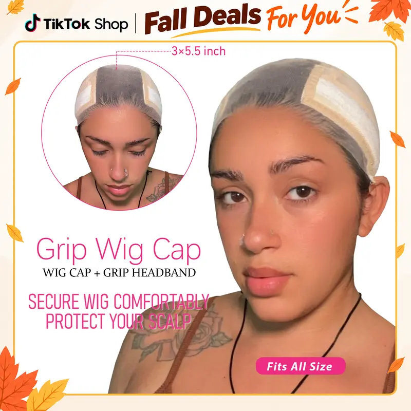 Labhairs Beige Adjustable Wig Grip Cap - Soft Cotton-Bamboo Wig Grip Band, Breathable Mesh, Prevents Chafing, Seamless Lace Look, Secure Hold, Lightweight, Comfortable Fit, Washable Reusable, Beginner-Friendly for Sensitive Scalps & Daily Use