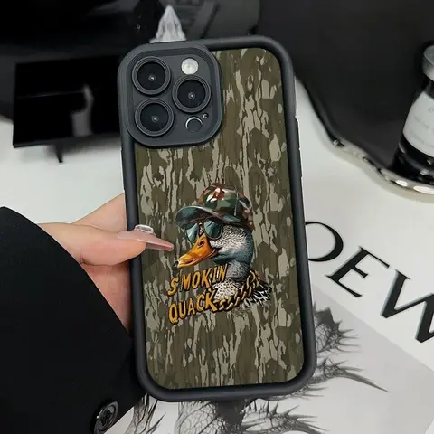 Duck Camouflage Fashion Pattern Soft TPU Smartphone Case - Male-Focused Casing with Anti-Drop Shockproof Cushions, Raised Edges, Matte Durability, Camera Guard & Protector - Fits iPhone 16 Pro Max,15 Plus,14,13,12,11,XR,X,XS Devices
