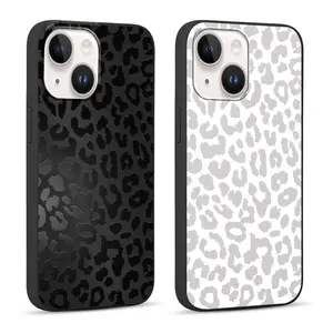2-Pack Cheetah Print iPhone 13/14 Case, Luxury Leopard, Slim TPU Shockproof, Black & White