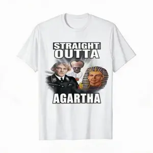 Straight Outta Agartha Black T-Shirt, Casual Unisex Graphic Tee, Pharaoh & Pope Inspired Print, Streetwear Top for Men & Women J