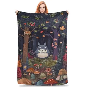 Totoro Forest Magic Blanket | Cozy Flannel Throw for Home & Travel | Perfect Gift for Ghibli Fans