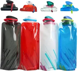 4 Pack Collapsible Water Bottles for Travel – 24oz Foldable Water Bottle with Leakproof Lid, Food-Grade Silicone Portable Reusable BPA-Free Water Bottle for Hiking,Sports,Camping,Biking