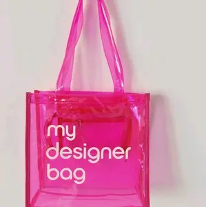 My Designer Bag - Stylish Brown Tote with Transparent Design & Zipper Closure for Security - 12x12x5 inches - Includes Inside Pouch - 11" Long Handle - Practical & Organized