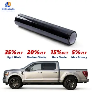 Premium 2-Ply Black Window Tint Roll - DIY High Privacy & Anti-Scratch Car Film | 5% 15% 20% 35% VLT Custom Options | Professional Universal Auto Solar Shade - 20"/40" x 100ft Bulk