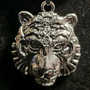 Gabriela Haller HigherKii Artique Chrome'n Chocolate Tigress Jewelry Set with Tiger Pendant and Beaded Necklace Set