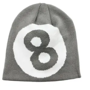 Lucky 8 Skully Beanie Street Style Knit Hat for Unisex, Fashionable and Cool for Fall and Winter Outdoors