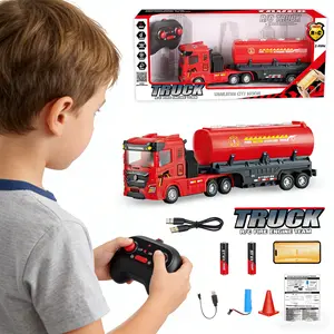 6CH Remote Control Fire Water Tanker Truck, 2.4G RC Fire Engine, Lights & Sounds, Kids Rescue Vehicle Gift for Boys 3-12 excavator bulldozer toy