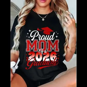 Soft Cotton T-Shirt for Senior Mom🎓 2026 Graduation Proud Mom of a 2026 Graduate| Class of 2026 Celebration Gift💖 Perfect Graduation Shirt For Moms