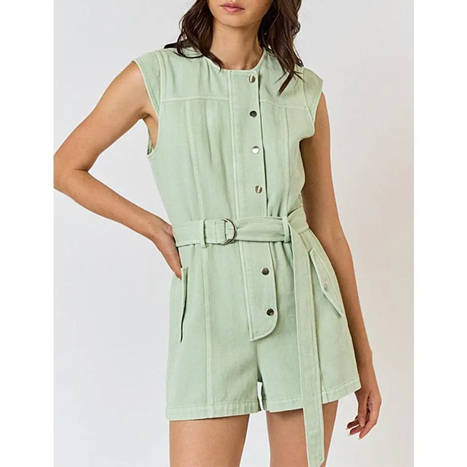 Blake Mint Denim Romper
