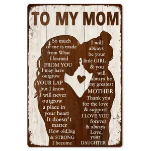 8x12 in Vintage Aluminum Metal Plaque Signs, Durable Rust-Resistant Aluminum Home Wall Decoration, Gifts for Mom from Daughter for Mother's Day/Birthday
