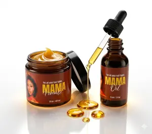 Mama Set Fast Hair Growth Oil & Pomade Set Edge Control Moisture Scalp Care Thick Hair Oil Pack 2 Haircare