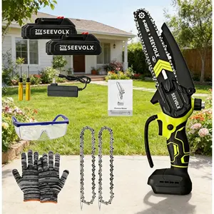 1500mAh Brushless Mini Chainsaw by SEEVOLX, Portable Cordless Electric Handheld Chainsaw for Tree Pruning, Gardening, Wood Cutting & Camping, User‑Friendly for Seniors & Women, Holiday Gift Choice