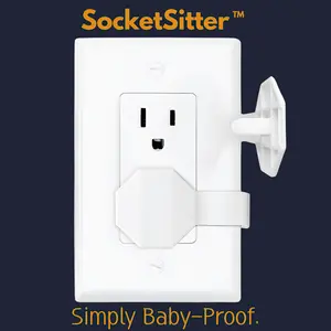 SocketSitter: Simply Better Child Safety Outlet Cover, Always Connected and Never Lost, Electrical Safety Cover, Plug Protector, Socket Protector (Pack of 6, Coveres 12 outlets)