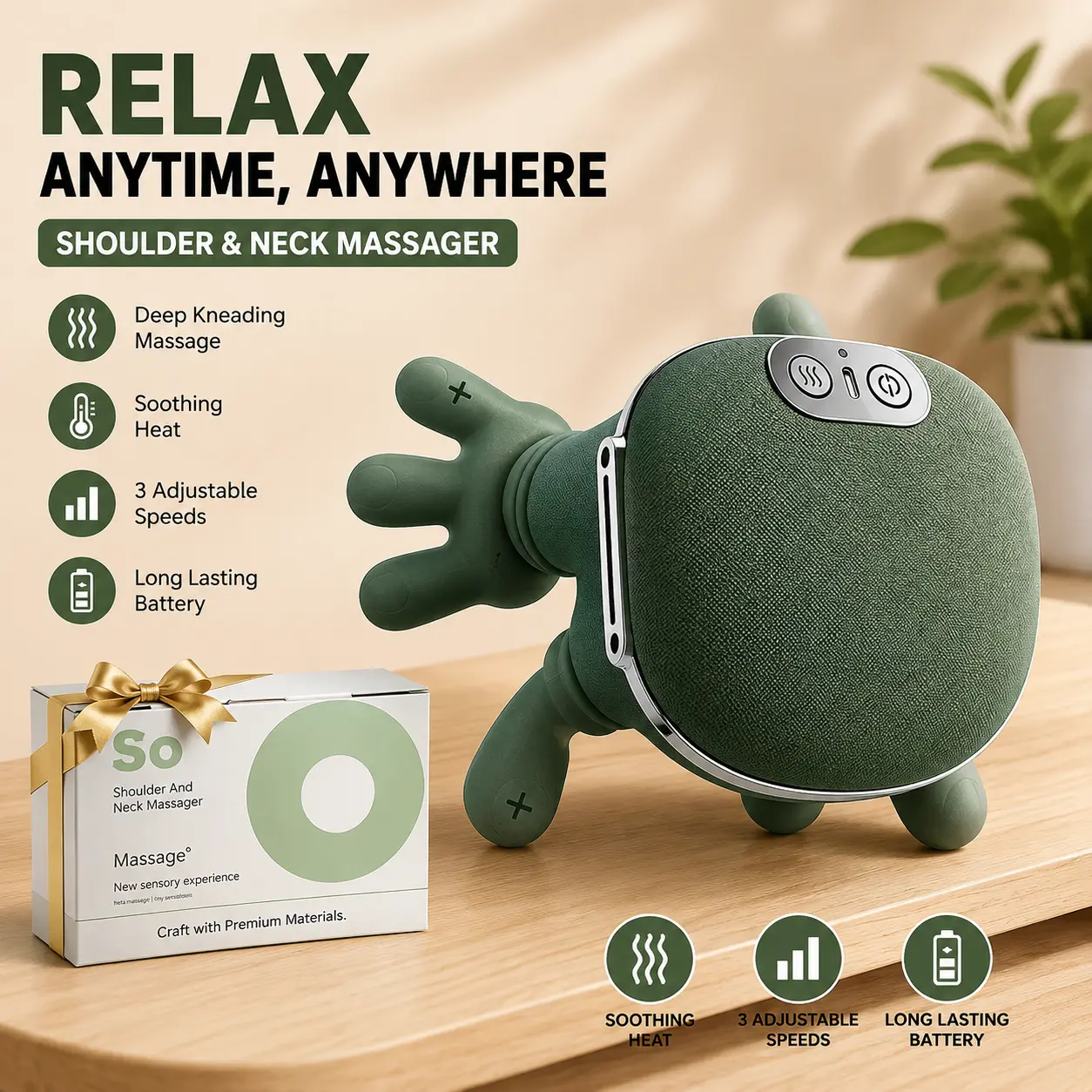 4D Simulation Hand Neck and Shoulder Massager Wireless Electric Massager USB Powered with Charging Cable Portable Home Massager Its compact design makes it an ideal choice for office use, meeting your daily massage needs.