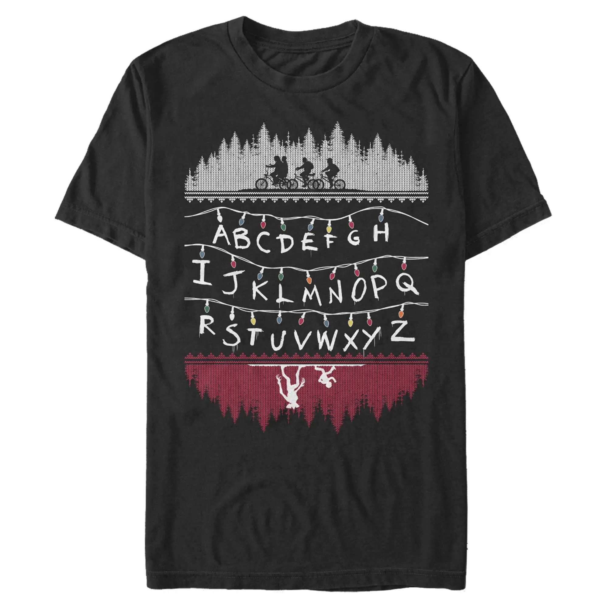 Mens Stranger Things Christmas Light Message T Shirt