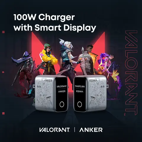 [VALORANT X ANKER] Anker 100W Charger with Smart Display Valorant Edition Fast Charging Charger for Gaming Lovers