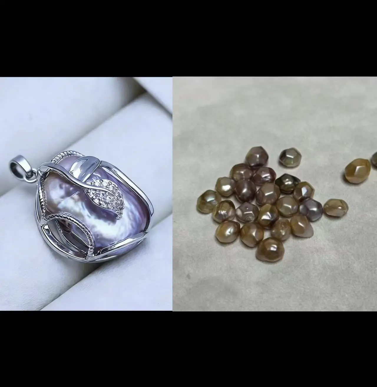 Pearl pendant+[live opening]  Diamond Freshwater Pearl oyster