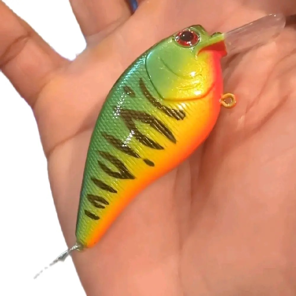 2.5 Square Bill Crankbait - Custom Painted Lure for Shallow Fishing with Wide Wobble & Floating Action - 3 1/4 Inch Length, 1/2 Oz Weight, 6mm Eye Size, 4 Hook Size