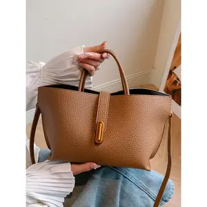 Women's Elegant Solid Color Handbag, Fashionable Temperament Handbag, Versatile Handbag for Work, School, Daily Commuting