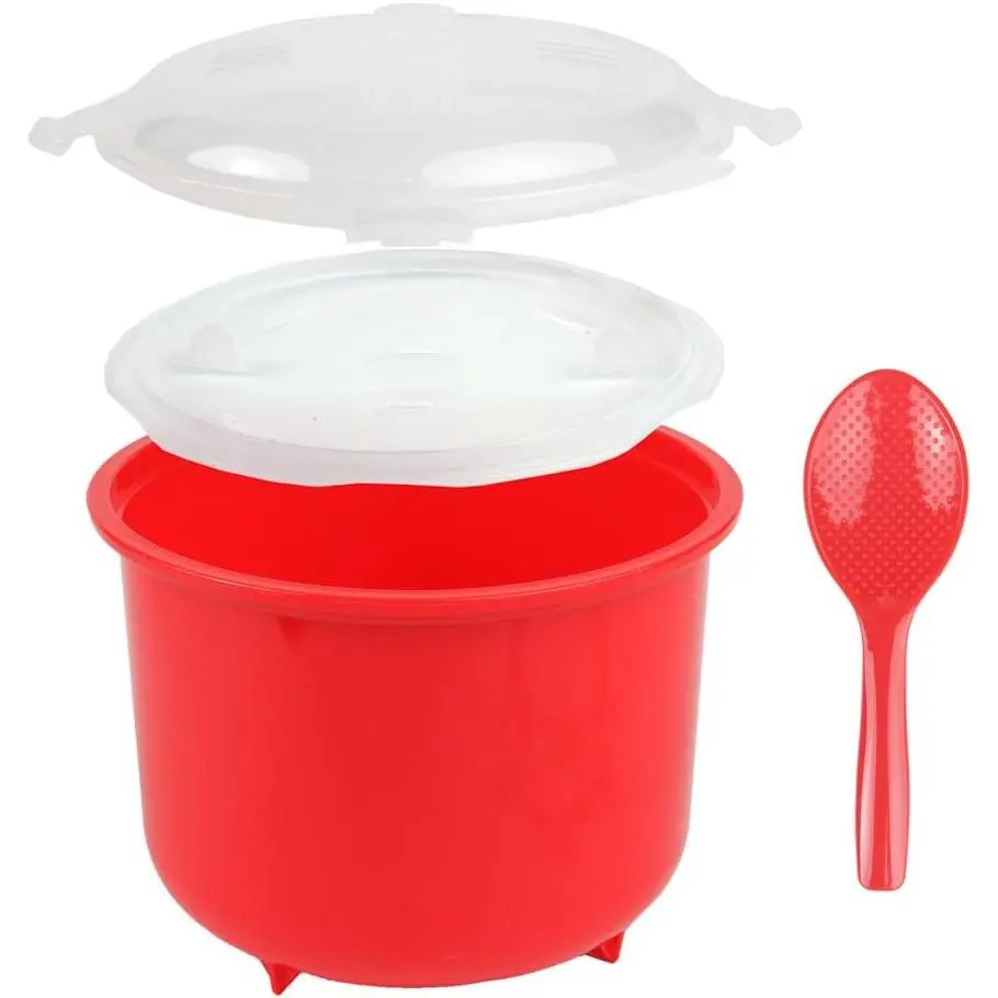 Microwave Rice Cooker - Rice Steamer Cooker with Steam Release Vents and Easy Locking Clips - 10 Cups BPA-Free, Dishwasher Safe, Easy-To-Use, Low Mess Microwave Rice Cooker Vegetable Steamer