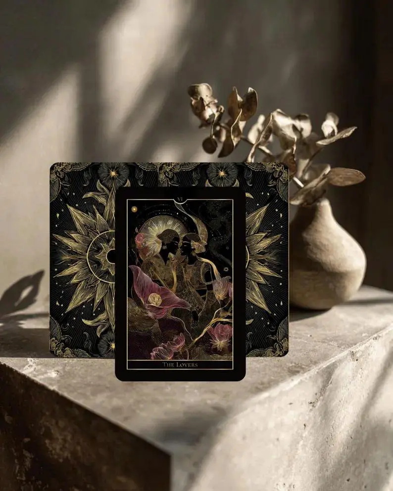 Terra Nera Black Gold Tarot Deck, 78 Cards for Beginners and Daily Pulls