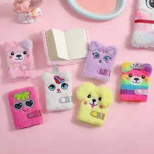 Cute Animals Design Plush Notebook, 1 Count Mini Pocket Notebook Journal with 80 Sheets Blank Inner Pages, Stationery Supplies for Home School Office