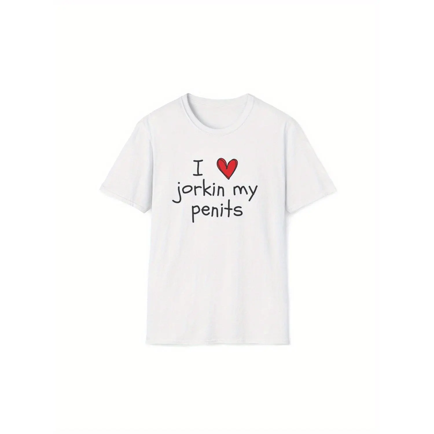 Men's "I Love Jorkin My Penits" Funny Gag Meme Round Neck Short-Sleeve T-Shirt, Menswear Softstyle Breathable Stretched Designer Streetwear, Versatile Comfortable Casual Top with Graphic for Everyday Wear, Breathable Fabric