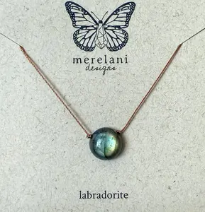 Labradorite Dot Cord Necklace Sterling Silver Clasp Merelani Designs Gemstone Crystal