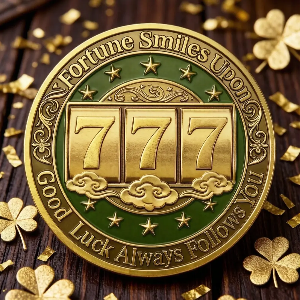 1pc High Relief Lucky Number 777 Coin, 3D Embossed Pattern Coin, Unique Collectible Souvenir, Novelty Gift, Lucky Gift