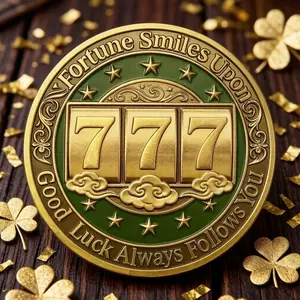 1pc High Relief Lucky Number 777 Coin, 3D Embossed Pattern Coin, Unique Collectible Souvenir, Novelty Gift, Lucky Gift