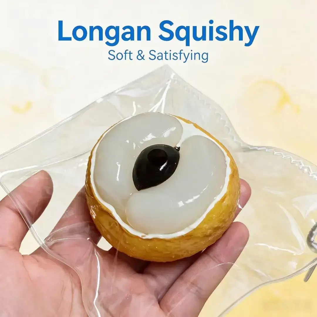 Longan Fruit Fidget Squeeze Toy, Soft Moldable Cream Texture Sensory Toy, Portable Desktop Relax ASMR Toy, Novelty Party Holiday Gift