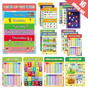16PCS Classroom Educational Posters - Laminated Educational Posters For Toddlers, 14.7'' x 11.5'' Preschool Learning Posters, Alphabet Number Charts, Kindergarten Classroom Wall Decor, Playroom Homeschool Daycare & Classroom Decor, Kindergarten kid