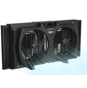 Comfort Zone 9" Twin Window Fan with Quiet Setting, 3-Speeds, Auto-Locking Expanders, Black