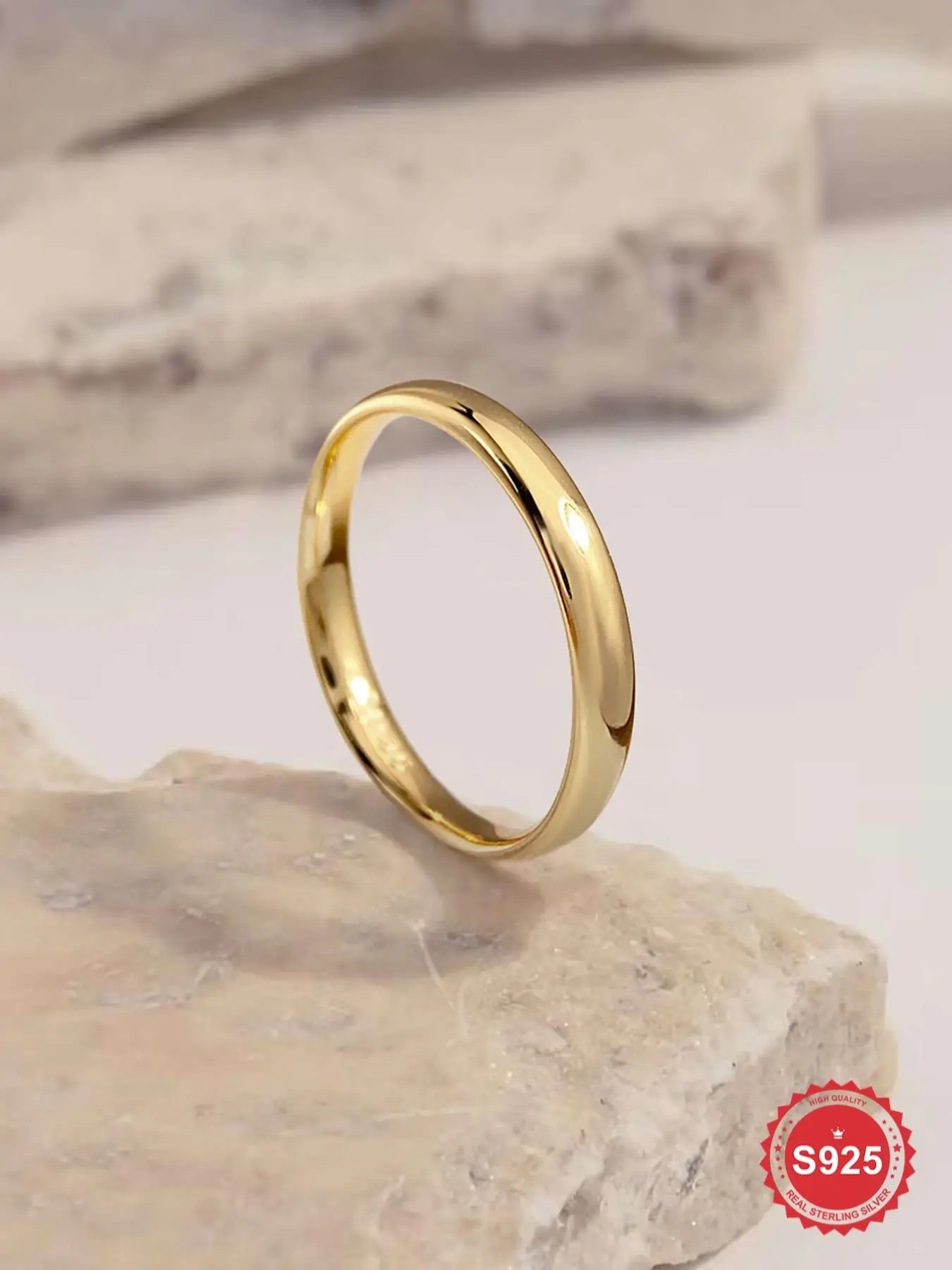 S925 Sterling Silver Ring, Minimalist Plain Color Wedding Rings for Women, Fashion Jewelry for Party, Daily Clothing Decor, Trendy All-match & Exquisi