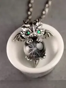 Flying Dragon Pendant Necklace, Blue Eye Beads Design, Copper Chain, Casual Style Jewelry for Women & Girls Daily Wear Gift Idea