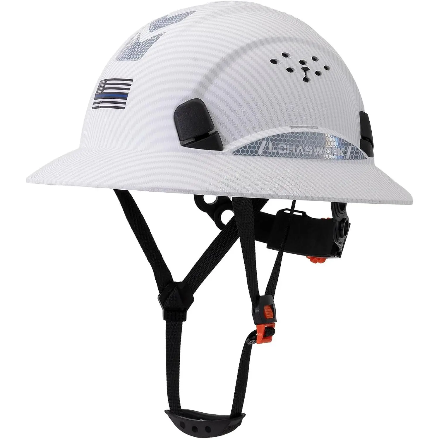 Full Brim ABS Hard Hat with Adjustable Cooling Vents and 6-Point Suspension, High-Visibility for Construction, Forestry, and Industrial Operations, Full Brim Hard Hat