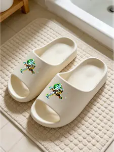 Watercolor Turtle Print Thick Sole Sandals, Non-Slip Bathroom Slippers, Casual All-Season Footwear, Medium Width, Eva Material