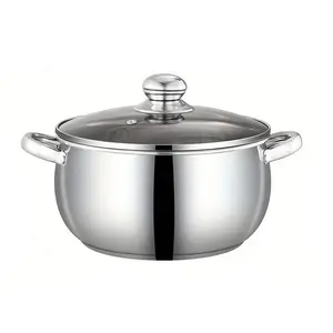 LOVEWE Professional Stainless Steel Soup Pot with Even-Heat Thickened Base & Cool-Touch Handles Easy-Clean All-Stove Compatible Kitchen Gift