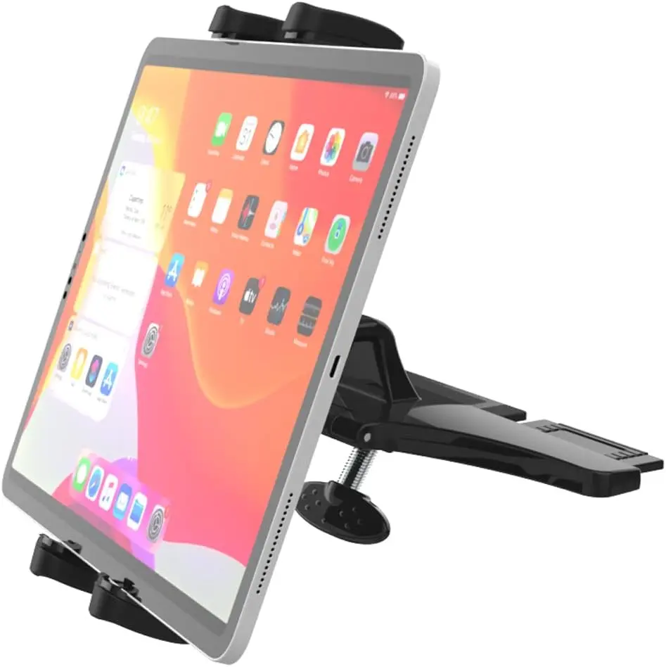 CD Slot Car Tablet & Smartphone Holder - Adjustable Stand, 360-Rotation, Tool-Free Secure Hold, Universal Front CD Player Mount, Fits 4-13" Devices, iPad Pro 12.9/Air/Mini, Galaxy Z Fold 4/3, Foldable Android Models, Synthetic Car Interior Accessory