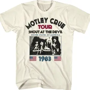 Shout At The Devil Tour Motley Crue T-Shirt, 80S Music, Tee for summer Cotton Menswear Top Clothing